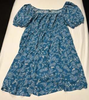 Torrid Plus Size Puff Sleeve Mini Dress Blue Floral Square Neck Size 1